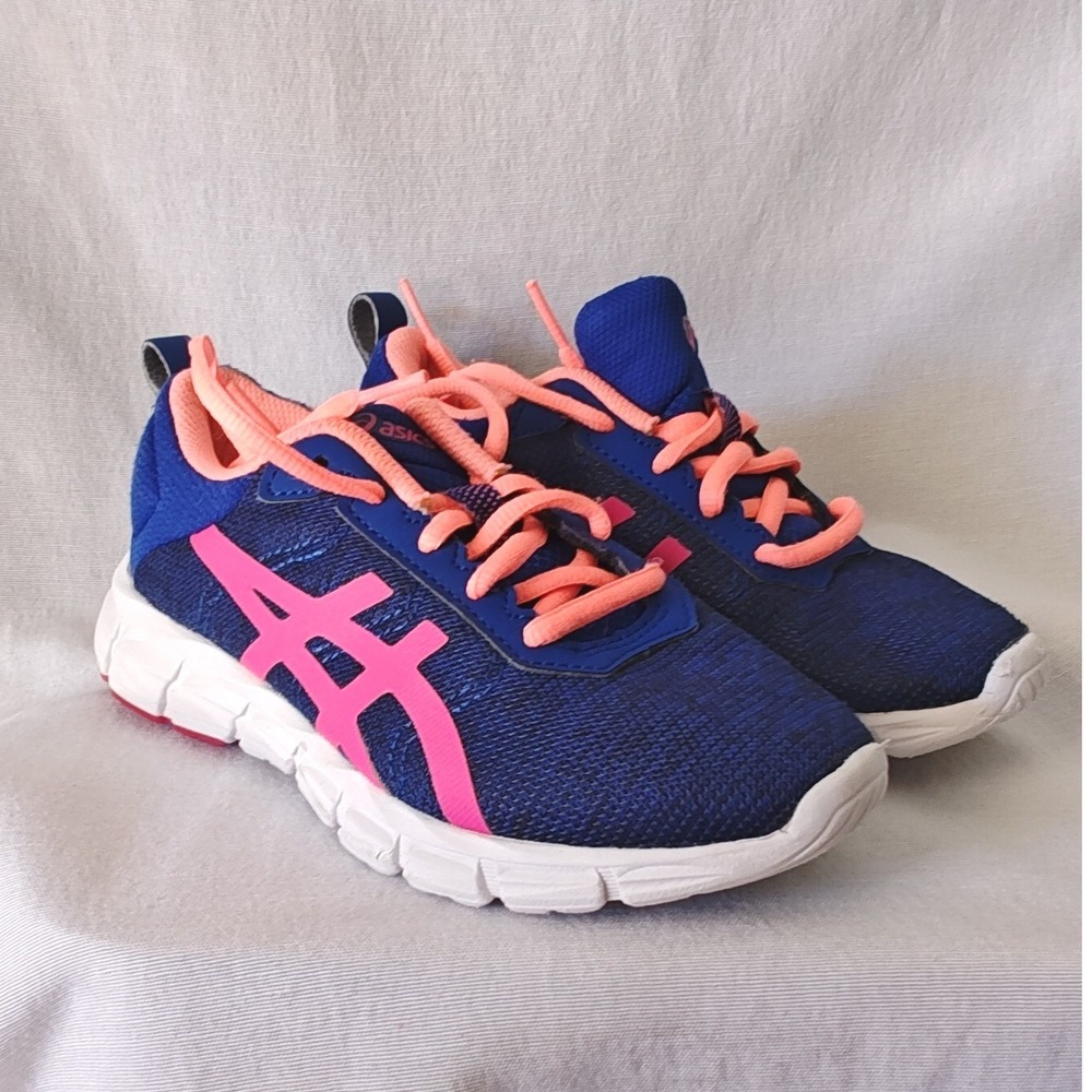 Asics Navy Blue and Pink Kids Sneakers